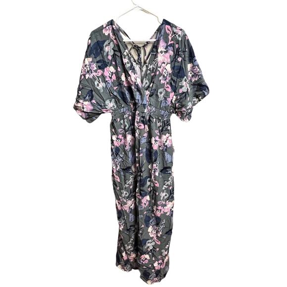 Jessica Simpson Floral Pink Green Maternity Wrap Maxi Dress Size Medium NWT - Picture 9 of 16